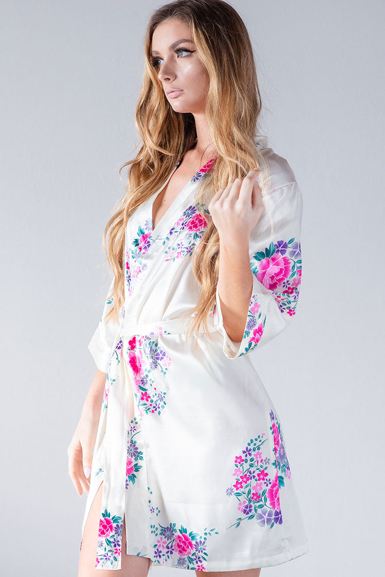 Ivory Floral Robe, Ivory Robe, Cheap Ivory Robe, Ivory Bridal Robe ...