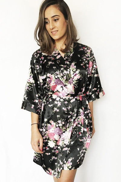 black floral dressing gown