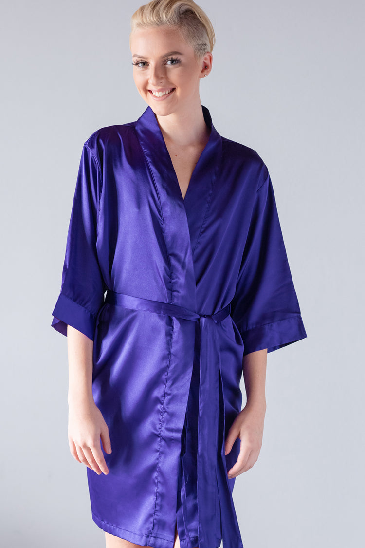 Purple Satin Robe Kimono – PrettyRobes.com