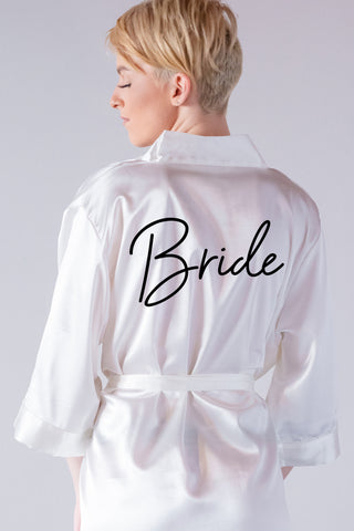 Classy Bride Personalized Mens Satin Groom Robe for the Mr. - Black