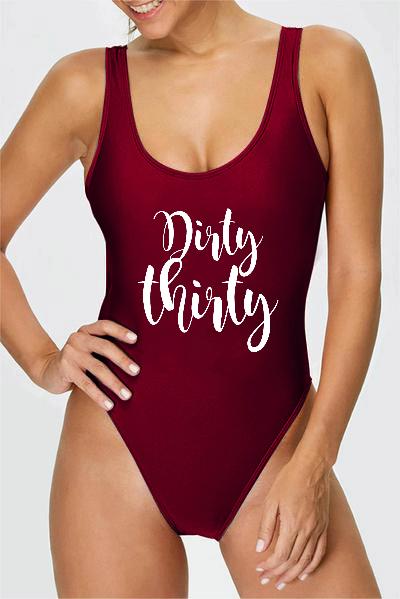 Dirty 30 Swimsuit, 30th Birthday for Her Party Swim Gift Sexy