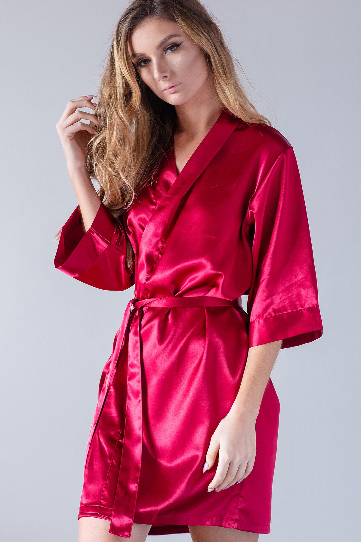 maroon satin robe