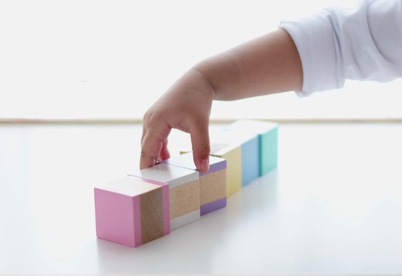 pastel wooden baby blocks