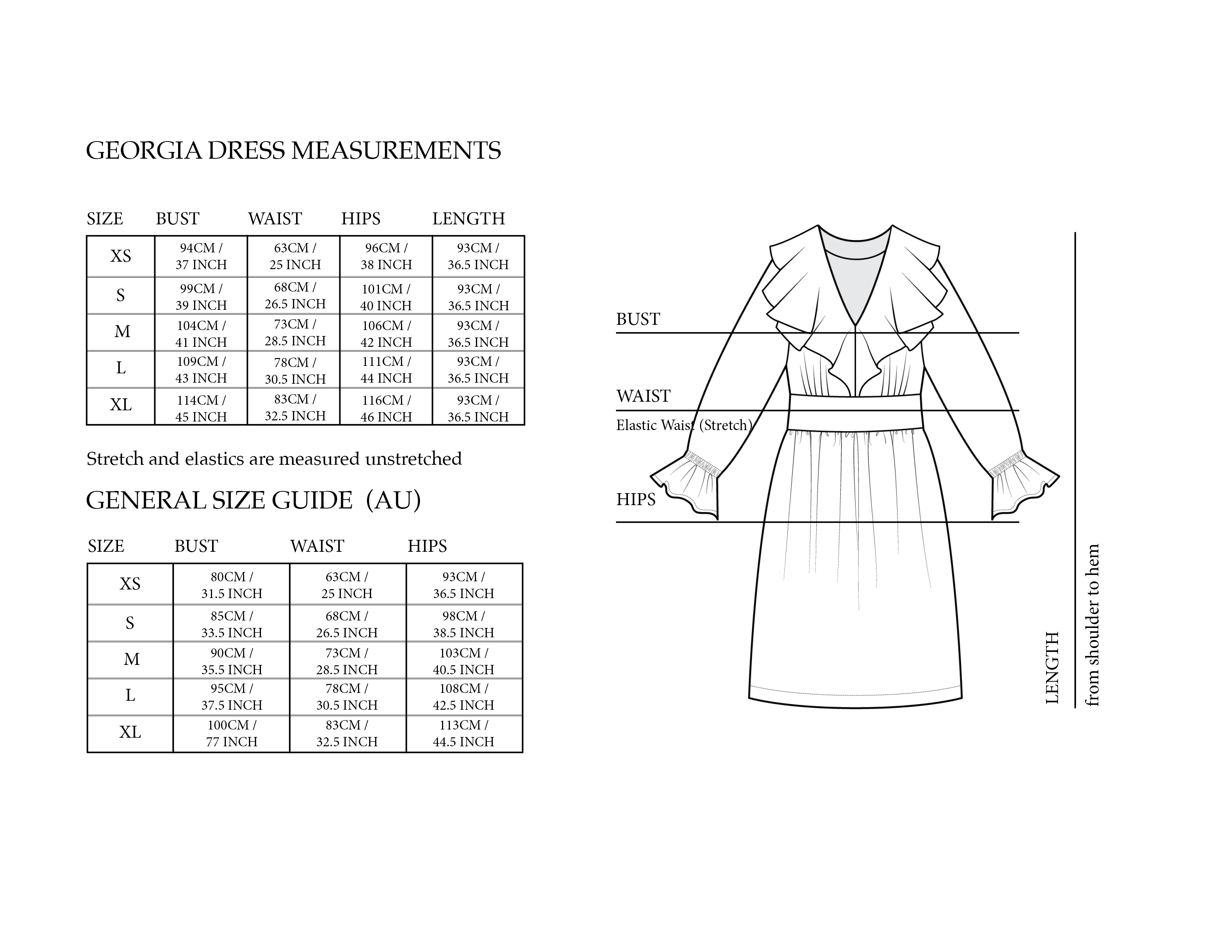 GEORGIA DRESS SIZE GUIDE - Maggie the Label