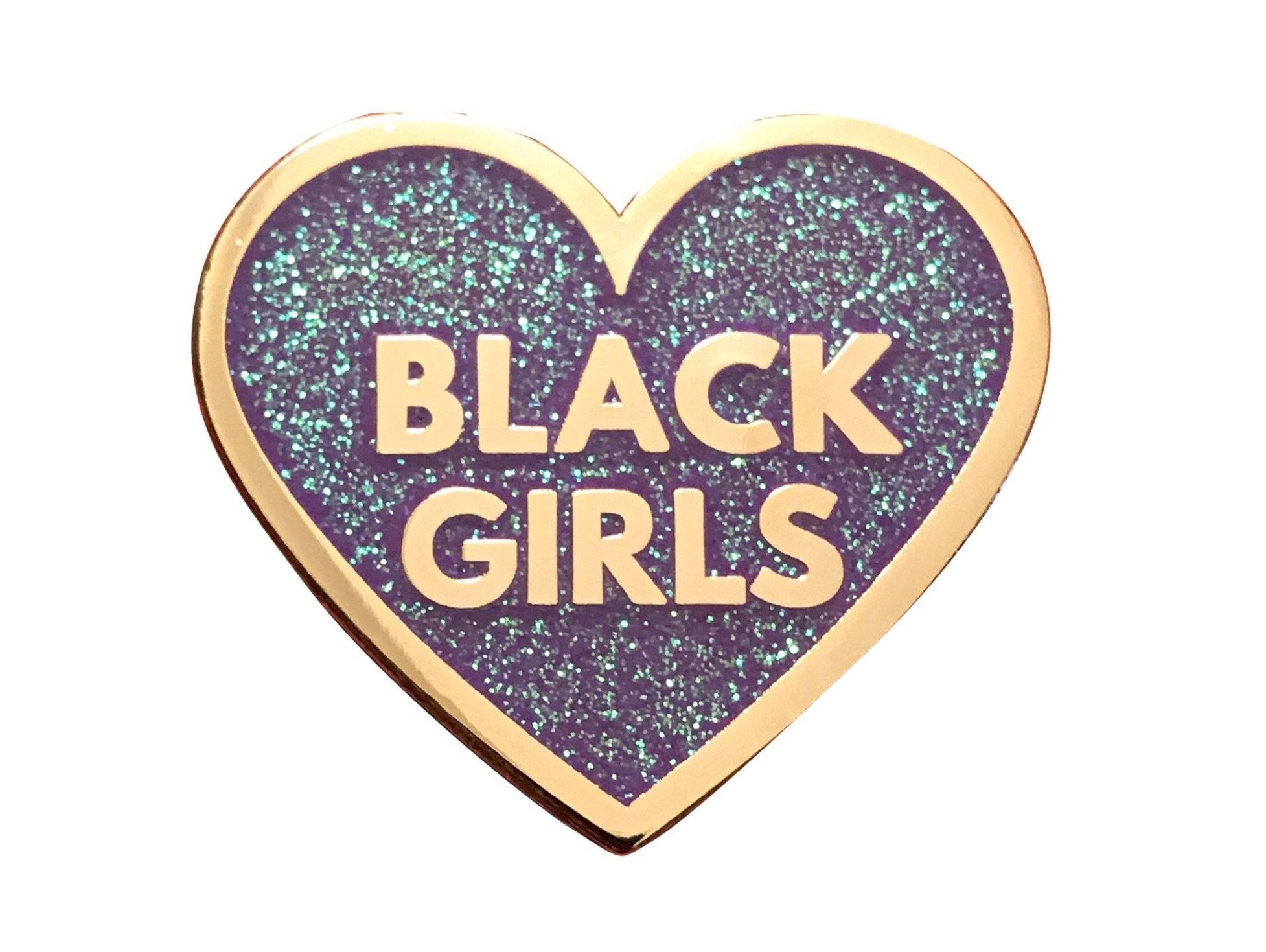 Love Black Girls Lapel Pin Purpleturquoise Glitter Radical Dreams Pins