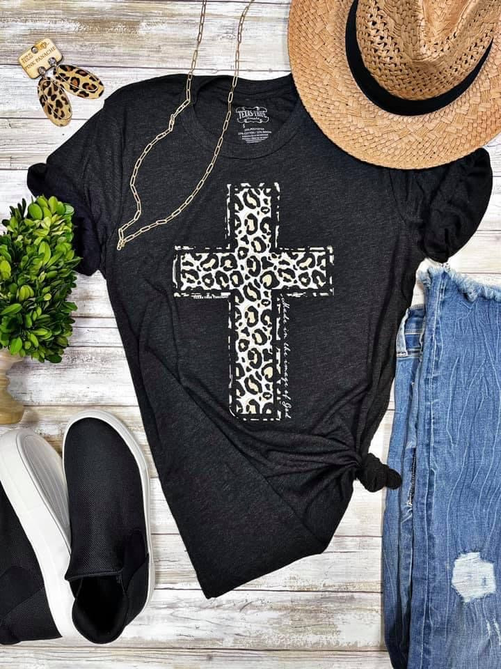 Gold Glitter Cross Tee