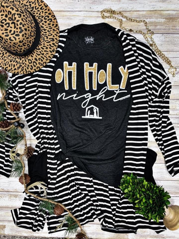Oh Holy Night Gold Glitter Tee