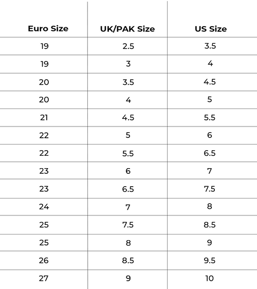 Shoe Sizing Chart – Khazanay