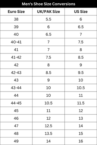 Shoe Sizing Chart – Khazanay