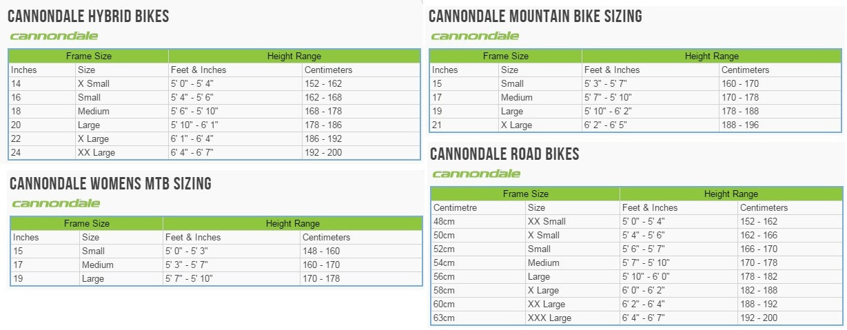 48cm Bike Size Chart