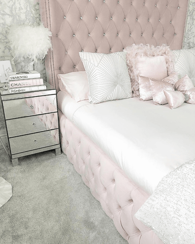My bedroom is my sanctuary and I love the soft pinks and silver tones used throughout