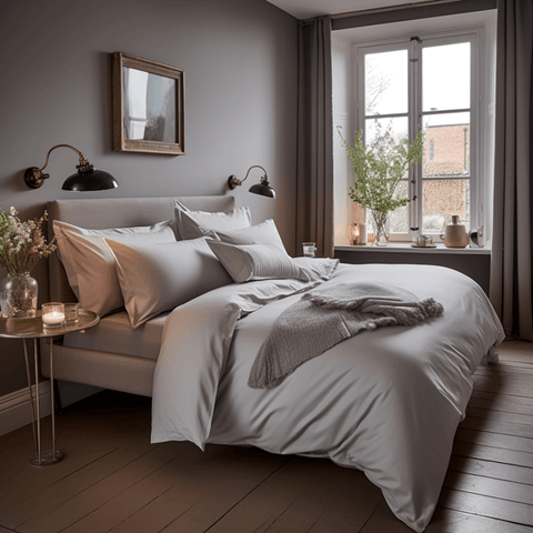 Hampton & Astley subtle grey luxury 500TC Egyptian cotton sateen bedding