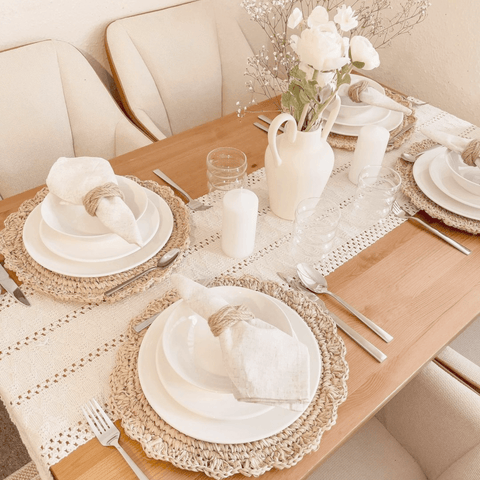 Modern rustic style table setting