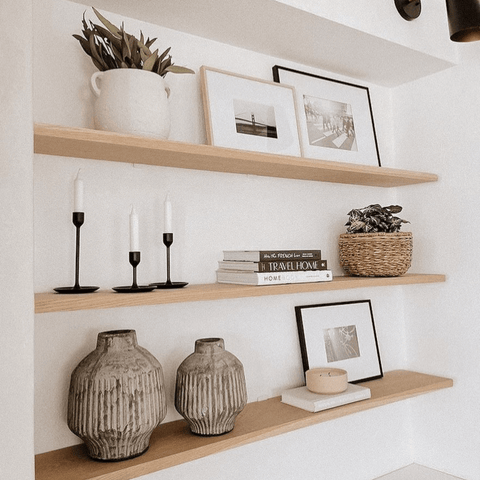 This Scandi style shelfie is design perfection.