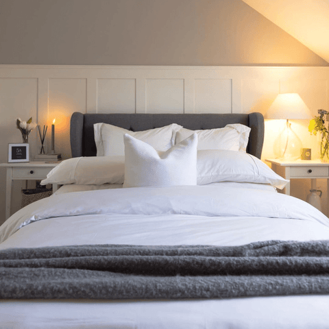 Pure white Egyptian cotton bedding is a design classic.