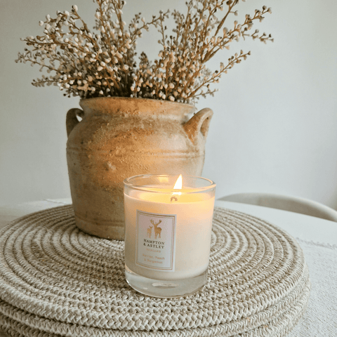A perfect spot to enjoy the soothing aroma of a Berries, Peach & Bergamot candle.