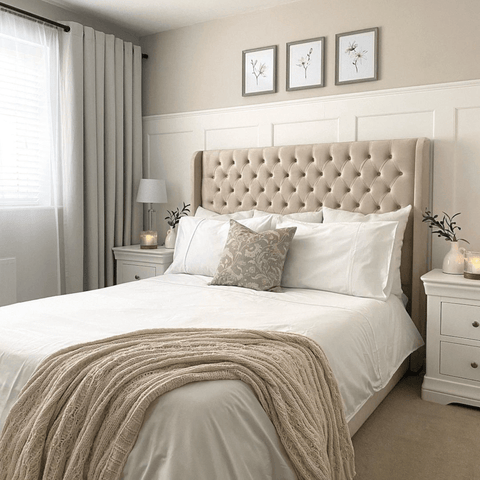 Neutral bedroom by @sammys_x_home