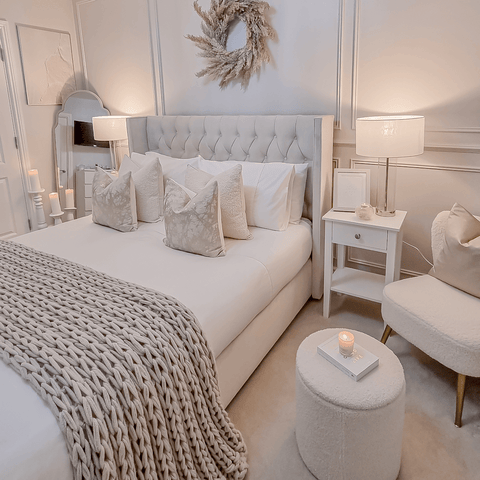 Sarah's fabulous bedroom is a true inspiration and features a set of Hampton and Astley Egyptian cotton sateen bedding.
