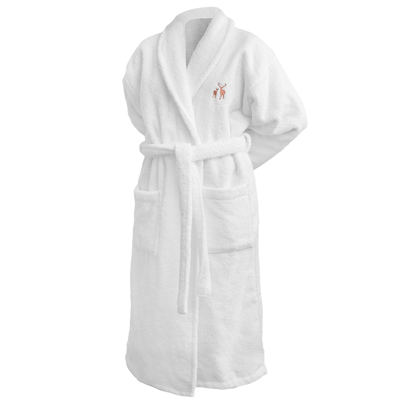 Unisex Zero Twist Cotton Towel Dressing Gown, Pure White