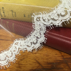 Corded scalloped lace edge of bridal veil