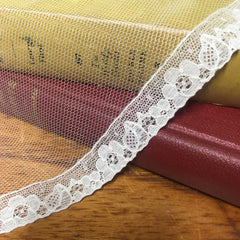 Medium ivory vintage floral lace edge of bridal veil