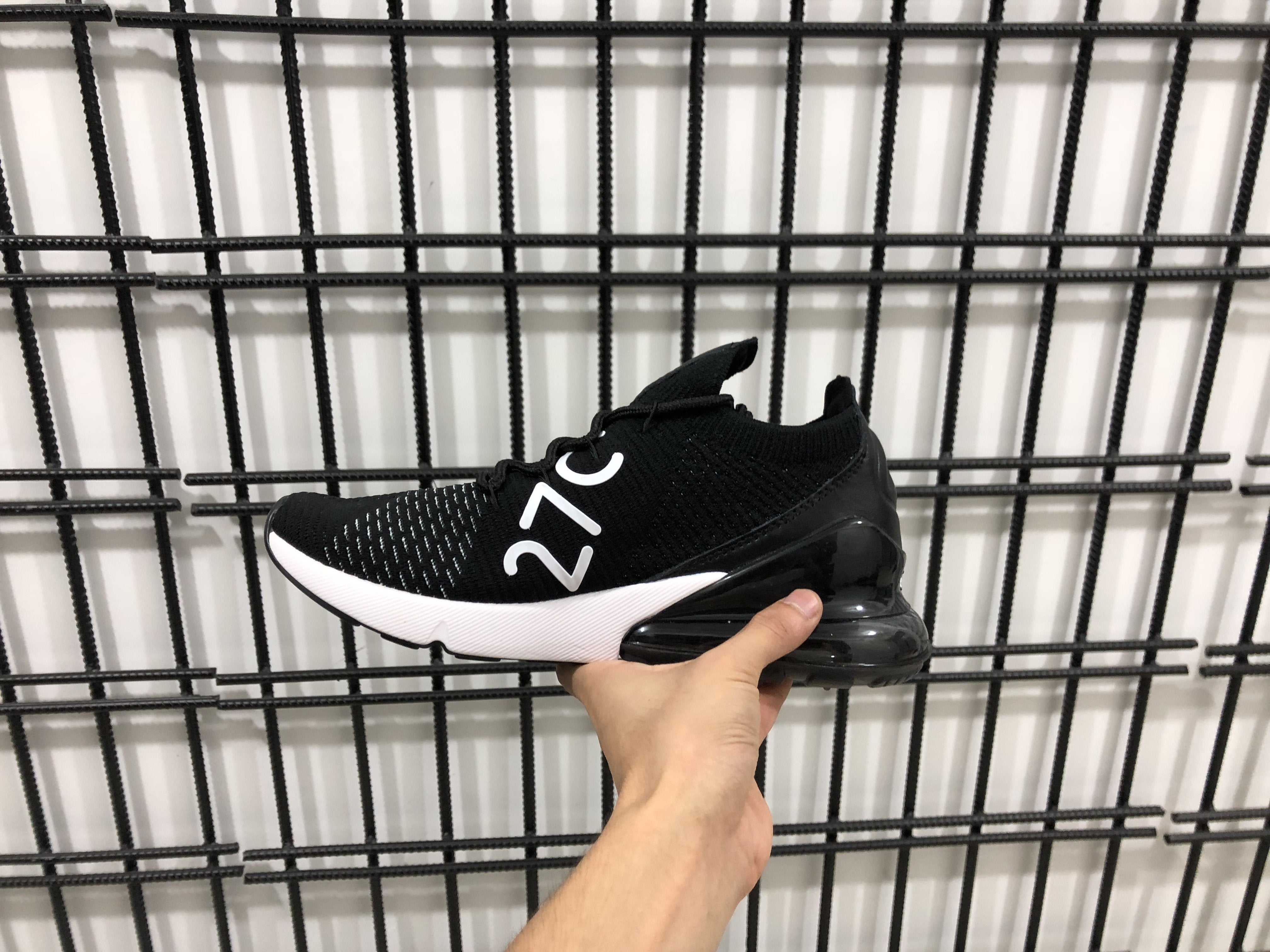 AM 270 Flyknit Black White Shoes Sneakers