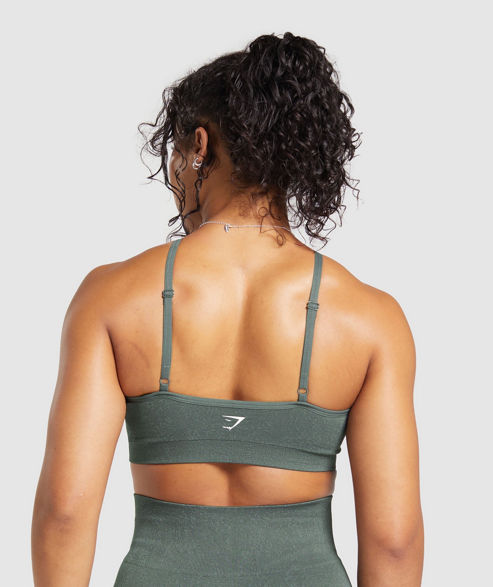 Gymshark Ribbed Cotton Seamless One Shoulder Bra - Base Green