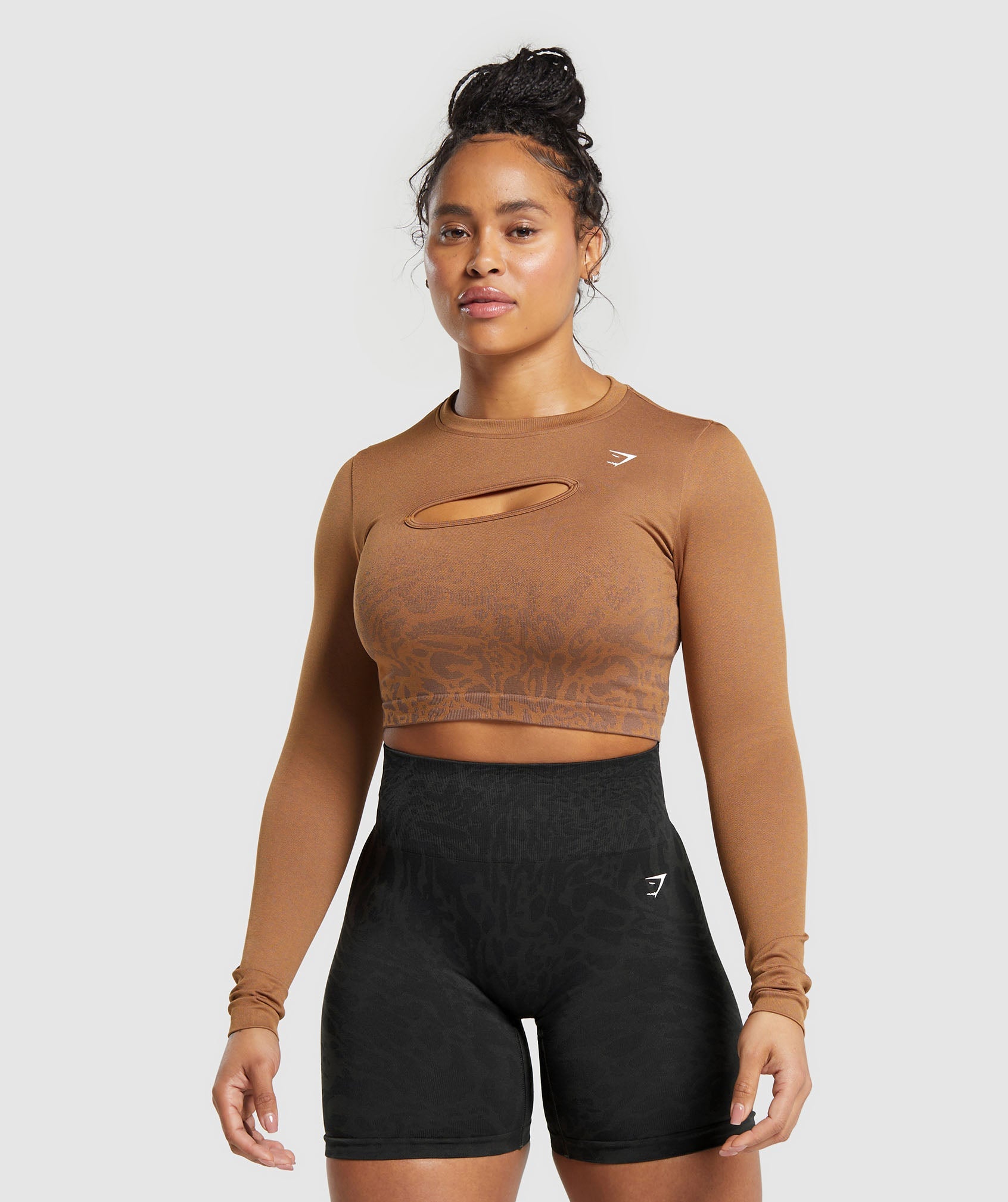 Adapt Safari Seamless Faded Long Sleeve Top in Soft Brown/Bronze Brown