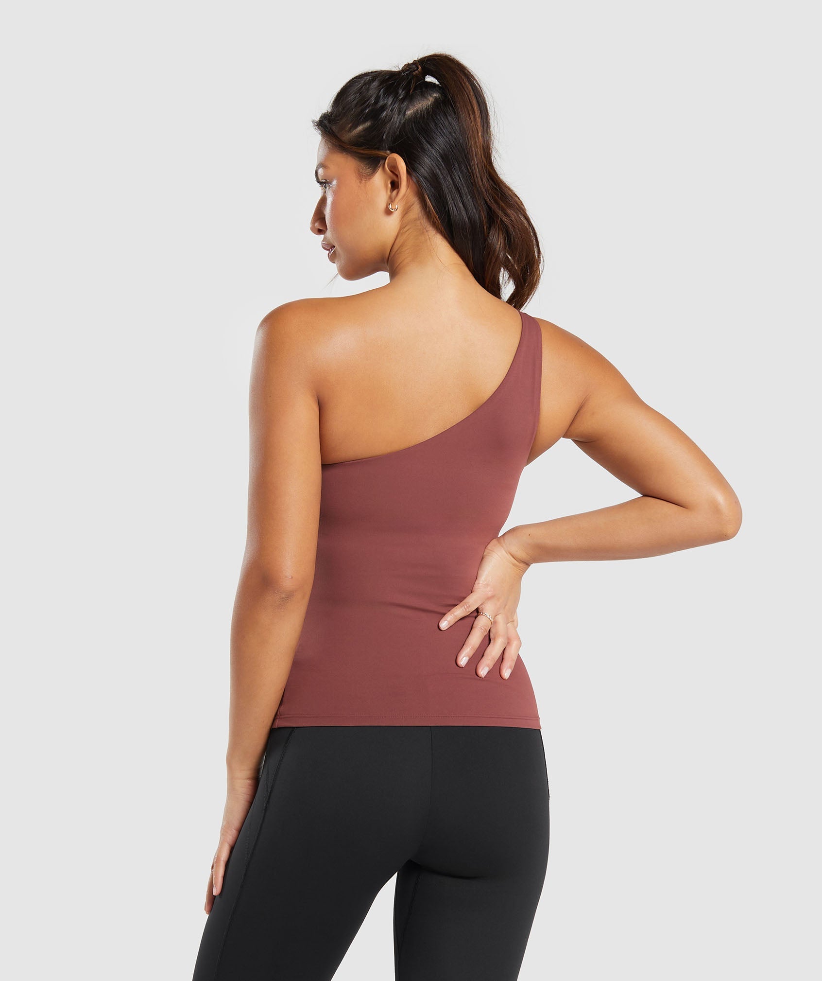 Asymmetric Tank With Shelf in Burgundy Brown - view 2