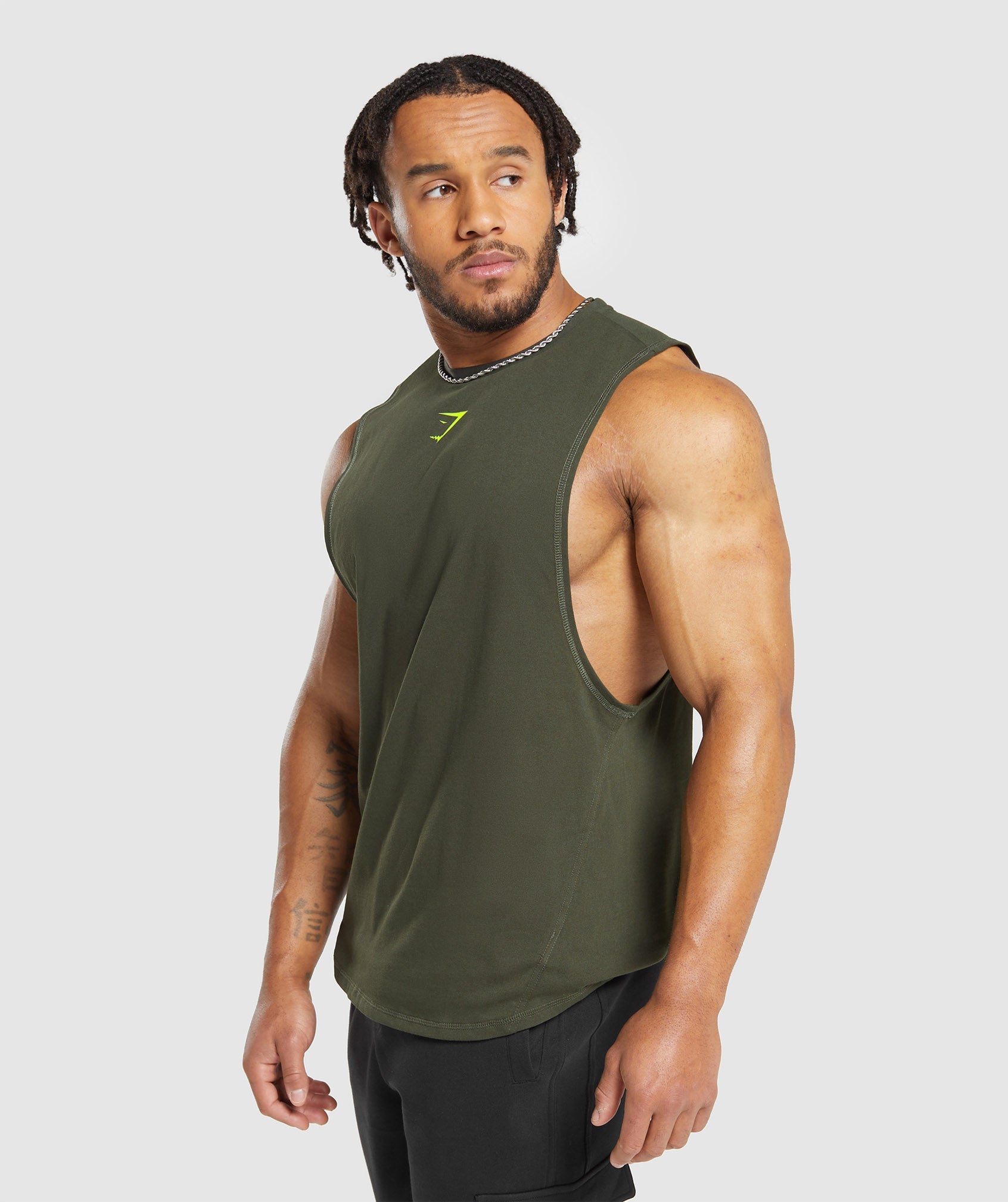 Bold Drop Arm Tank in Deep Olive Green - view 3