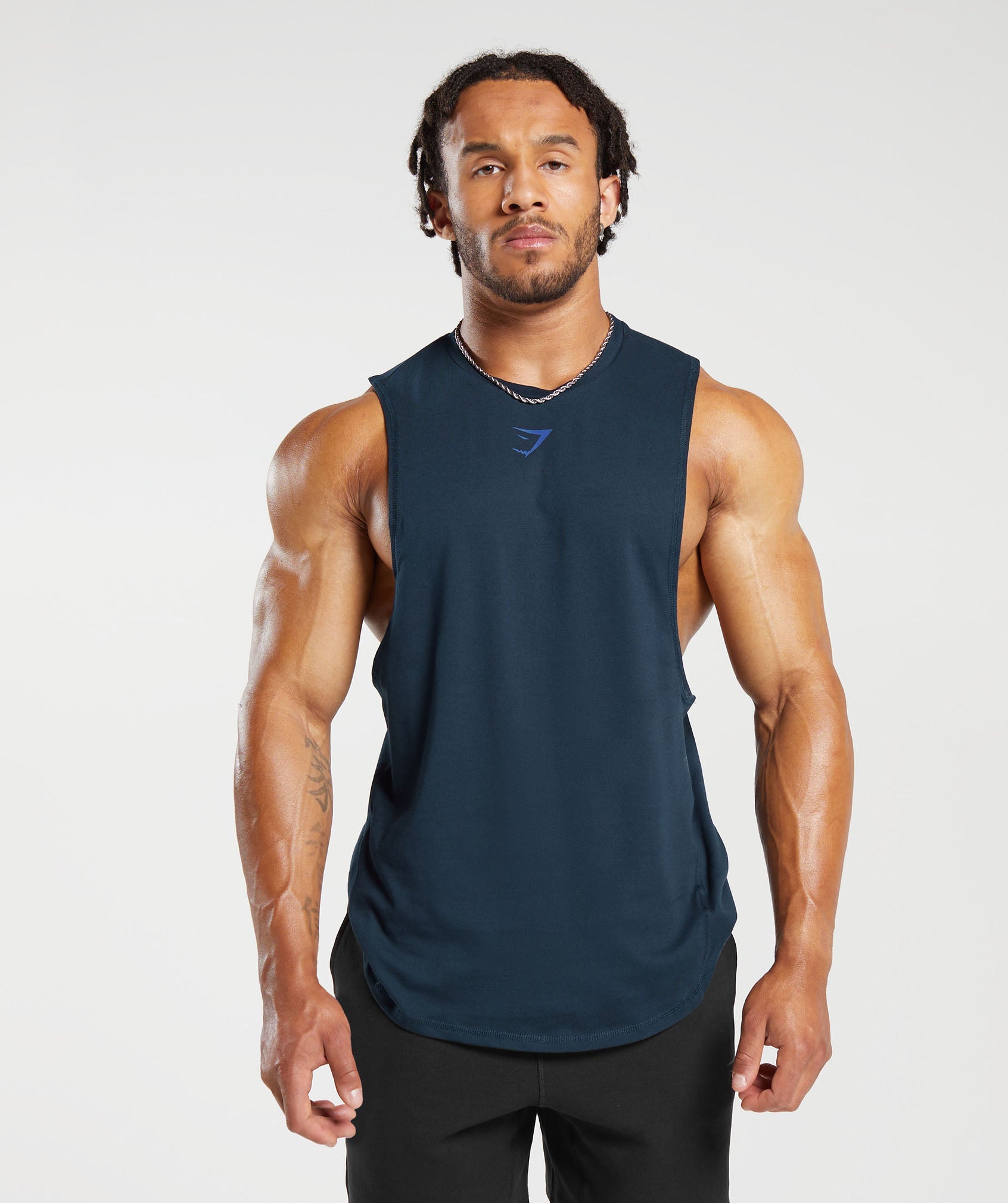 Gymshark Bold Drop Arm Tank - Navy | Gymshark