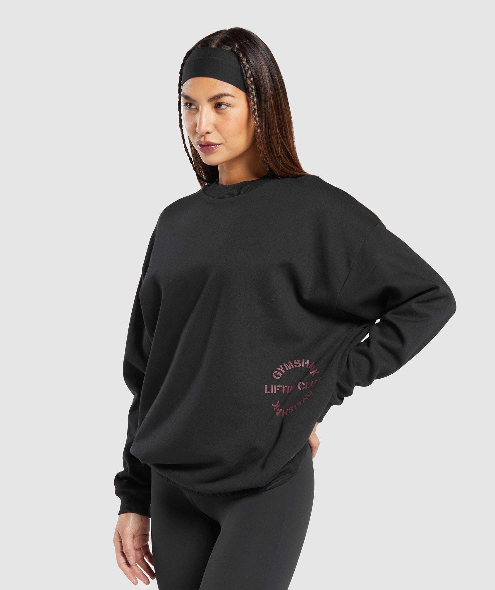 Built Oversized Sweatshirt in Black - view 3