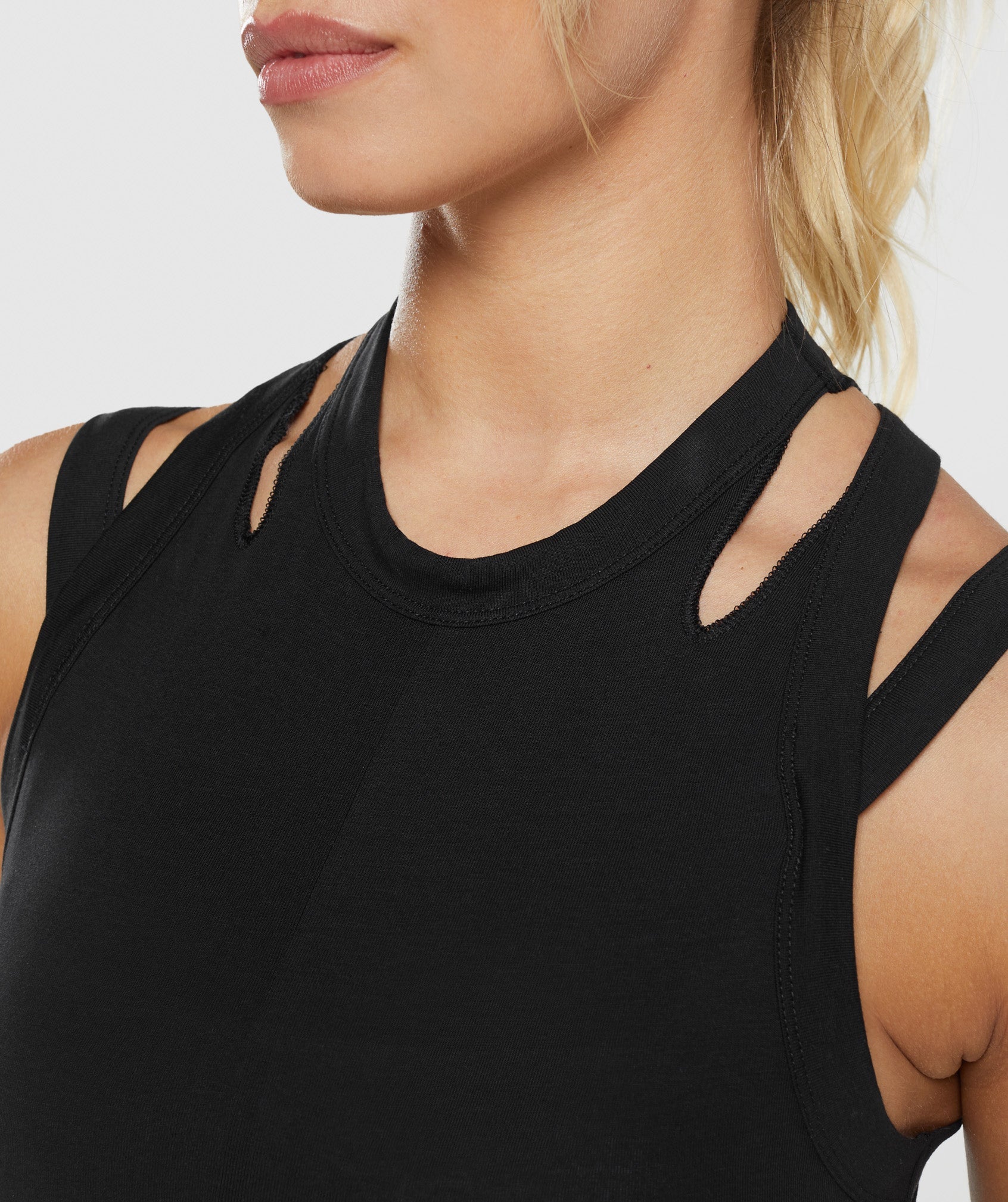 Cotton Strappy Midi Tank in Black - view 6