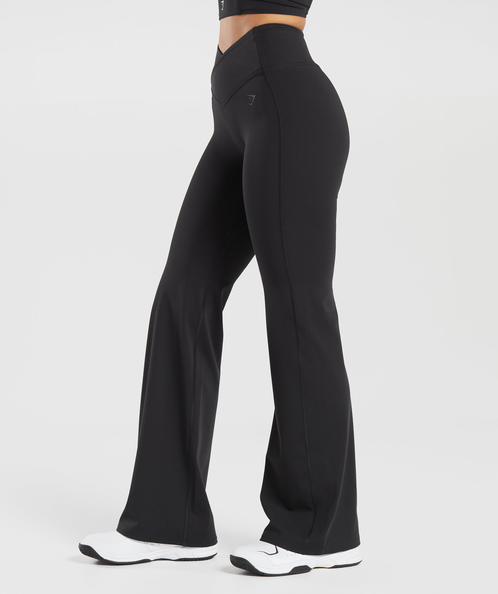 Crossover Regular Flared Leggings in Black - view 3