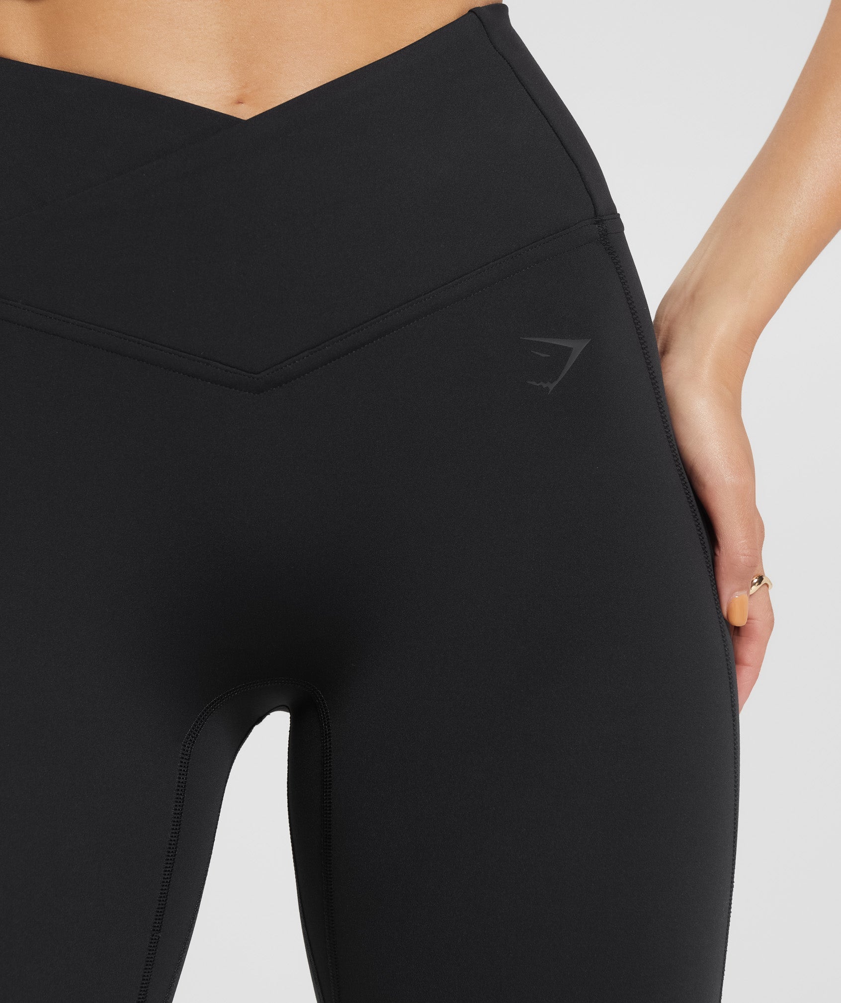 Crossover Regular Flared Leggings in Black - view 5