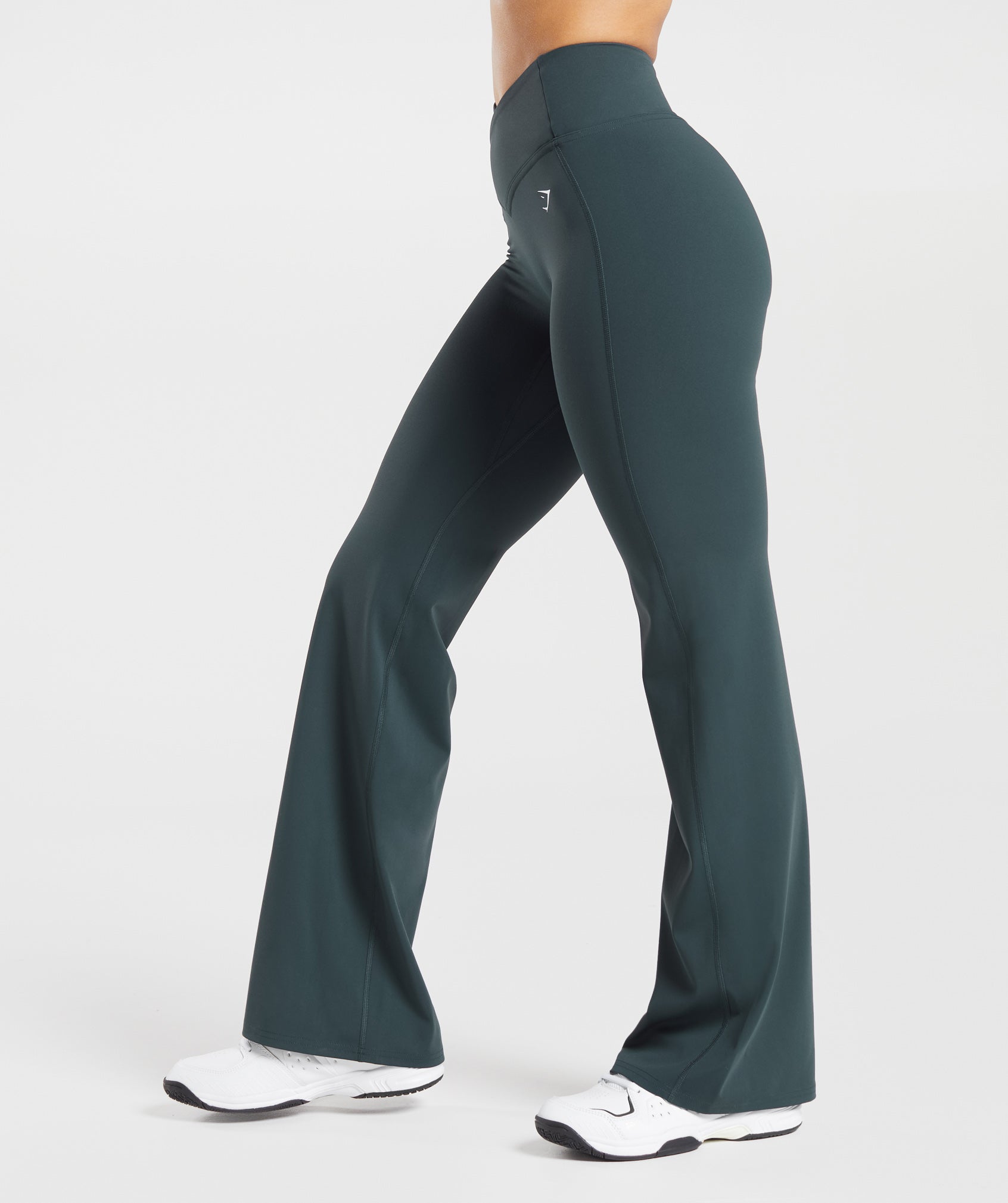 Crossover Regular Flared Leggings in Darkest Teal - view 3