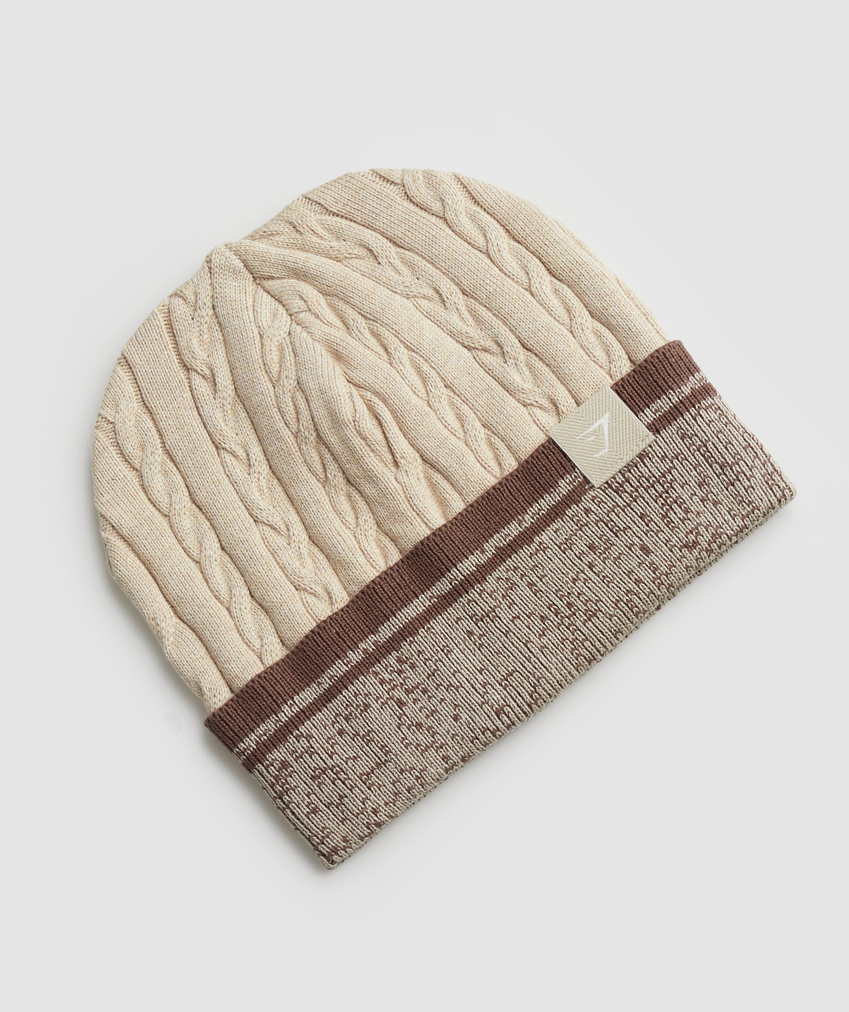 Cable Beanie in Stone Brown - view 1