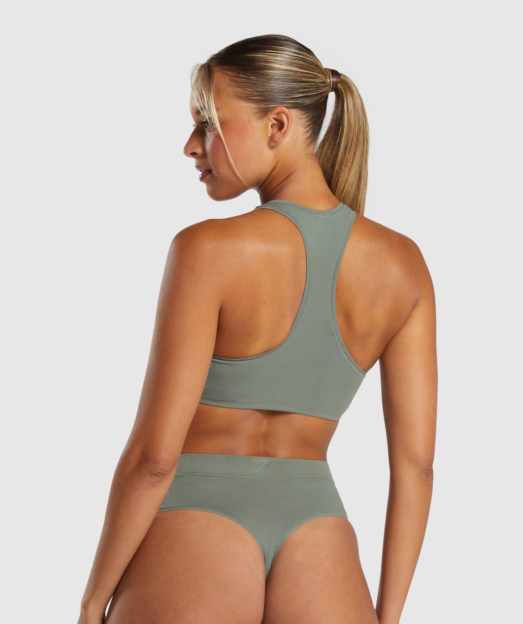 Cotton Bralette in Unit Green - view 2