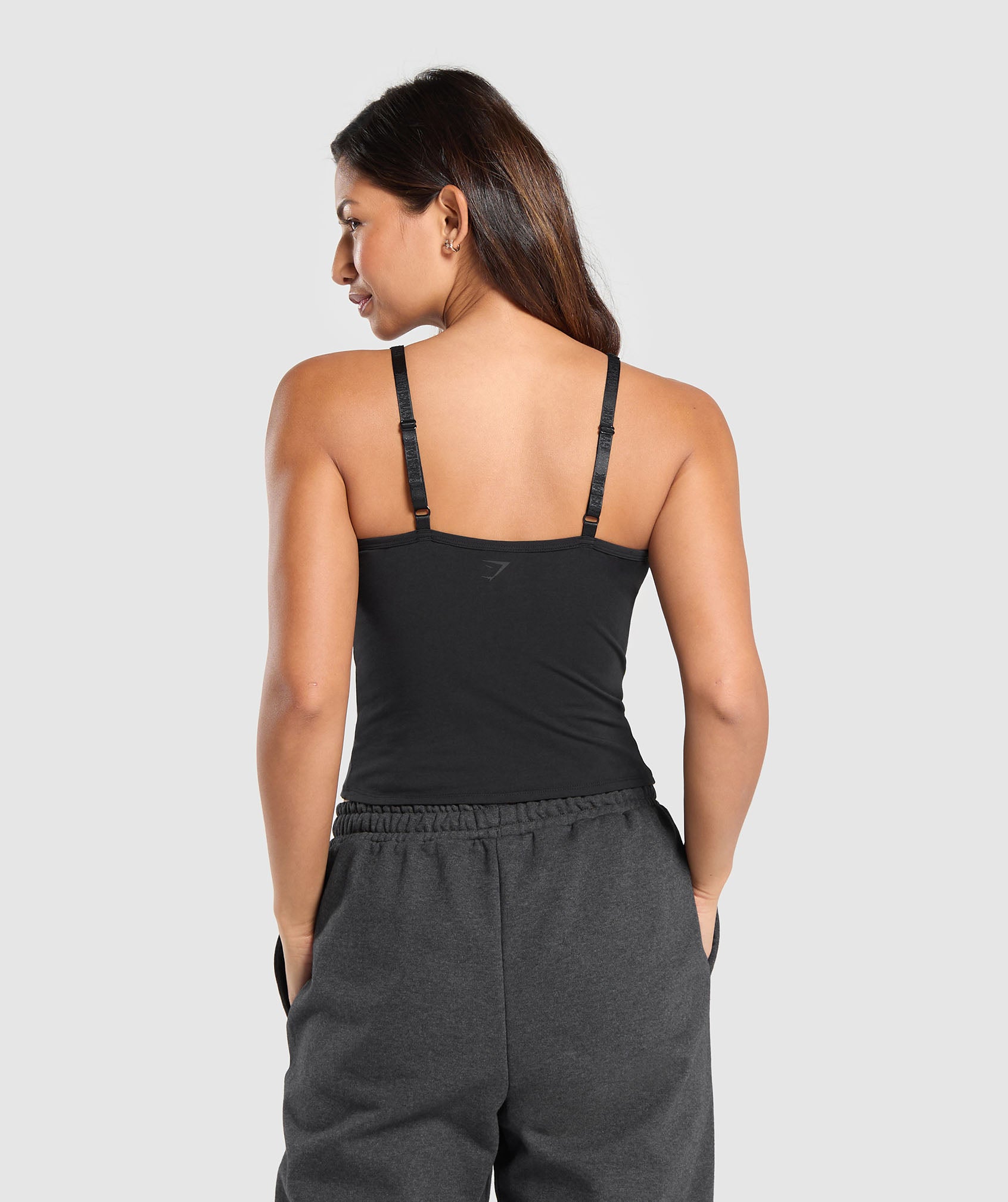 Cotton Cami Tank in Black - view 2