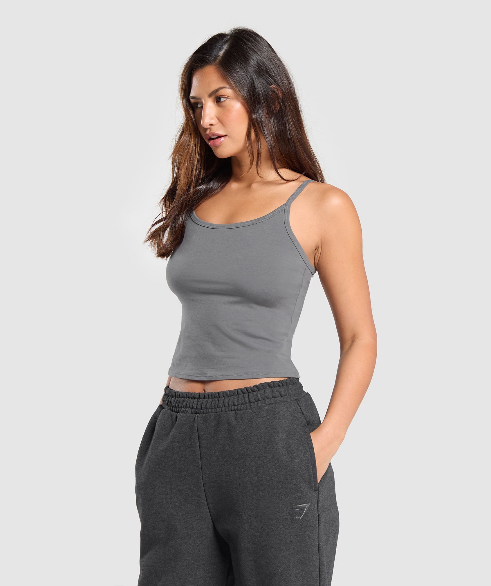 Cotton Cami Tank in Brushed Grey - view 3
