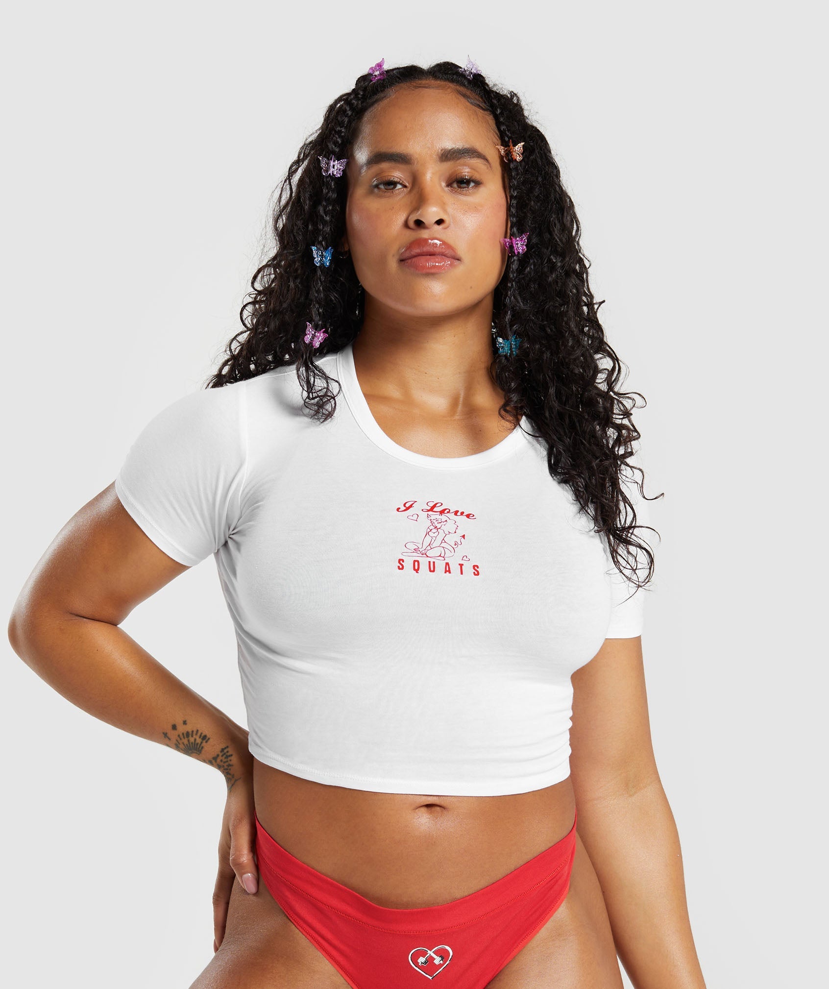 Cotton Graphic Crop Top in White