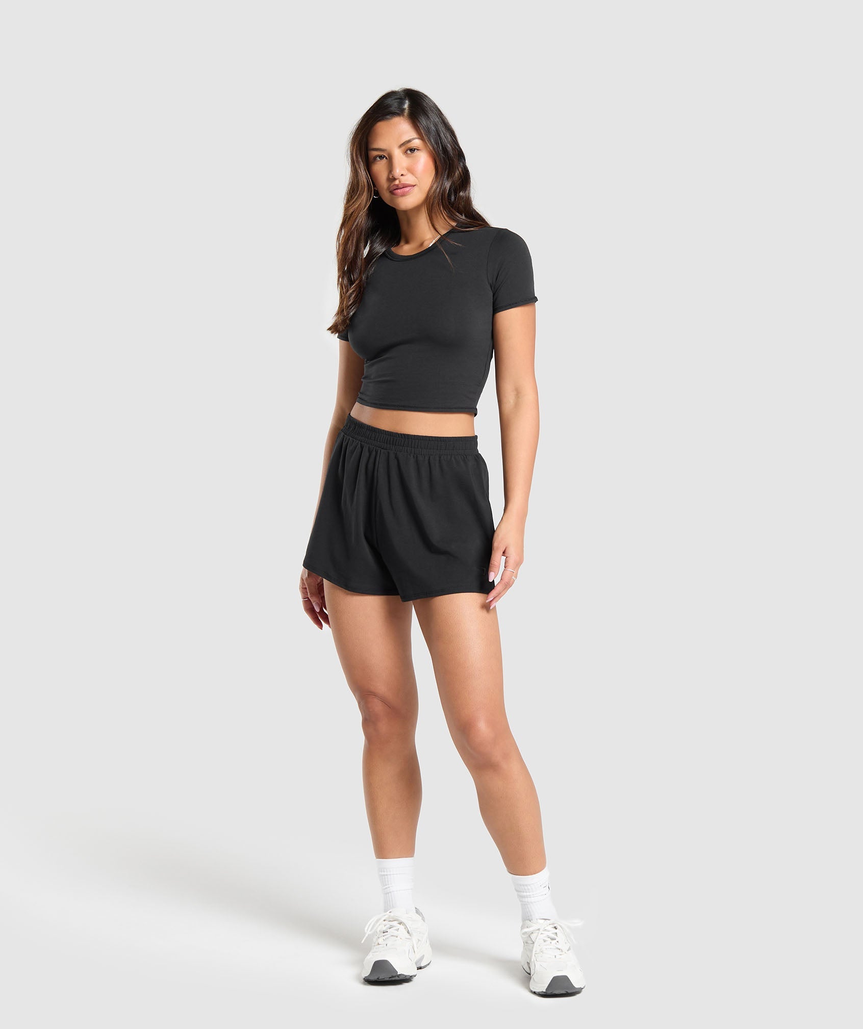 Cotton Shorts in Black - view 4