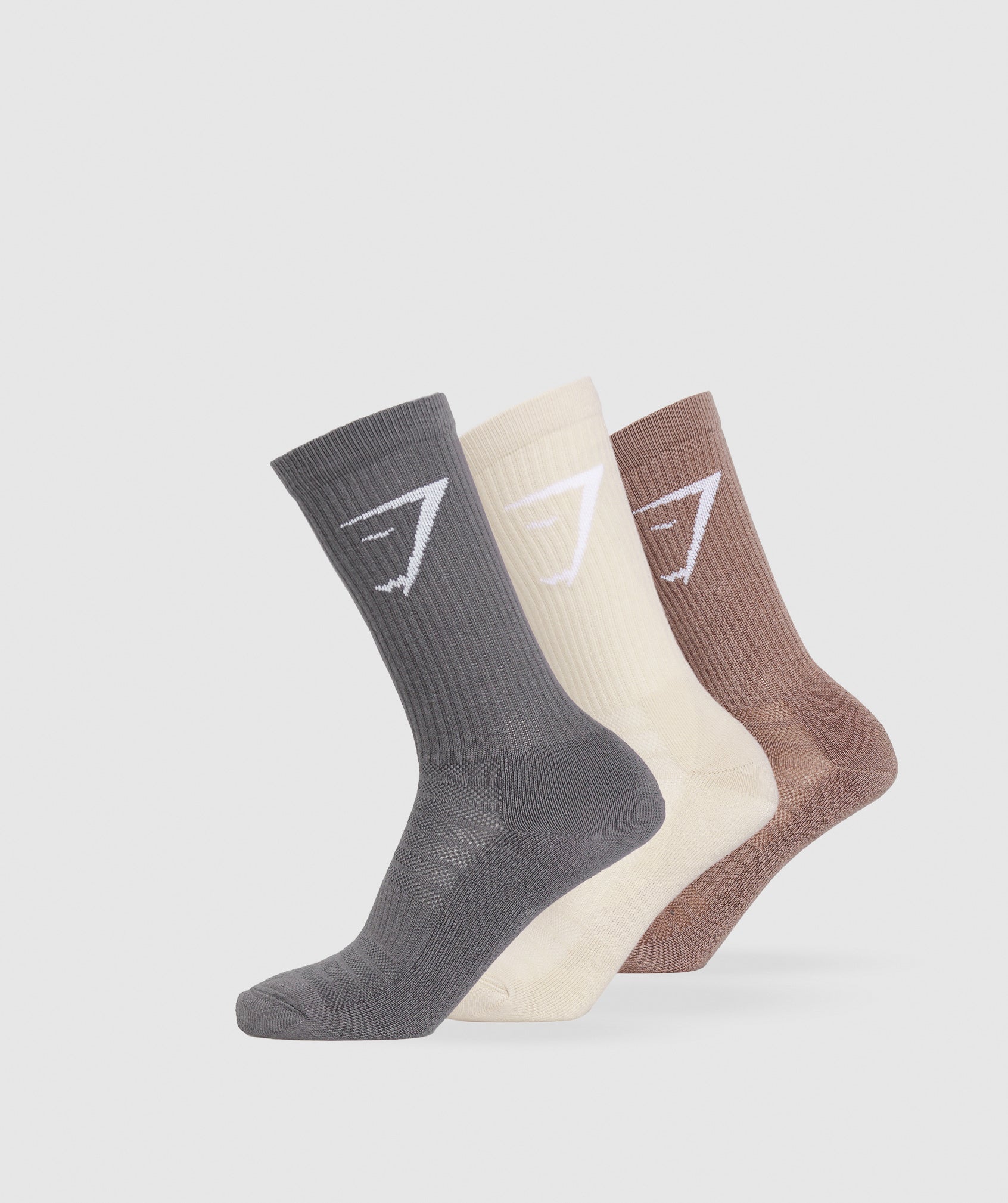 Crew Socks 3pk in Ecru White/Mocha Mauve/Brushed Grey - view 1