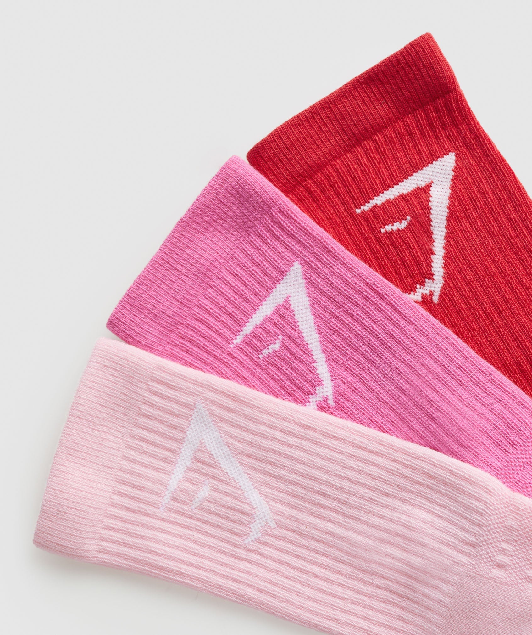 Crew Socks 3pk in Dolly Pink/Fetch Pink/Jamz Red - view 2
