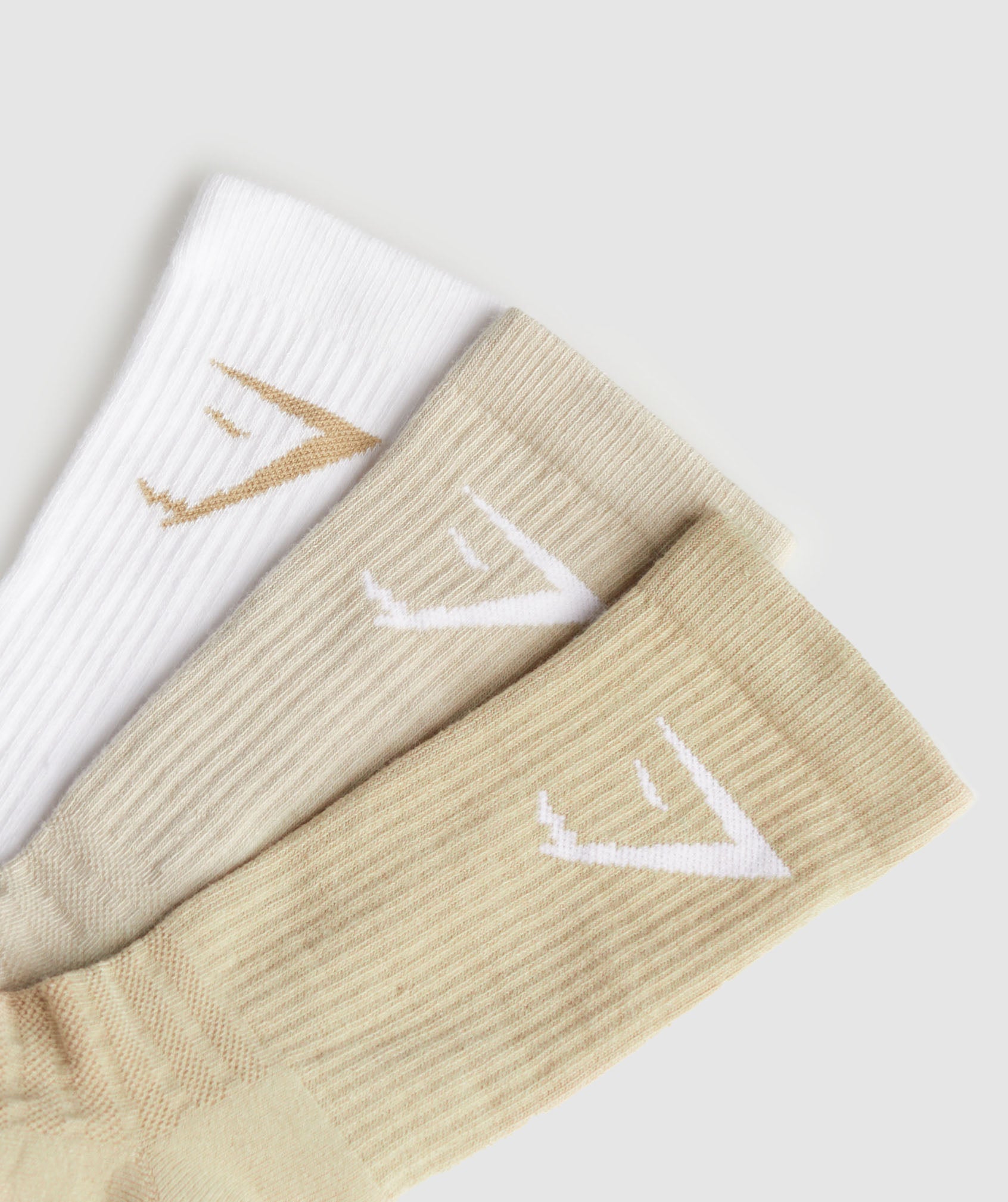 Crew Socks 3pk in White/Pebble Grey/Desert Beige - view 2