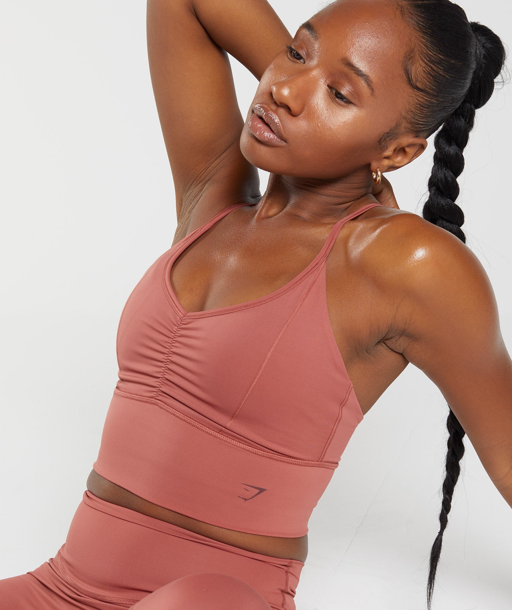 Gymshark Elevate Longline Sports Bra - Rose Brown