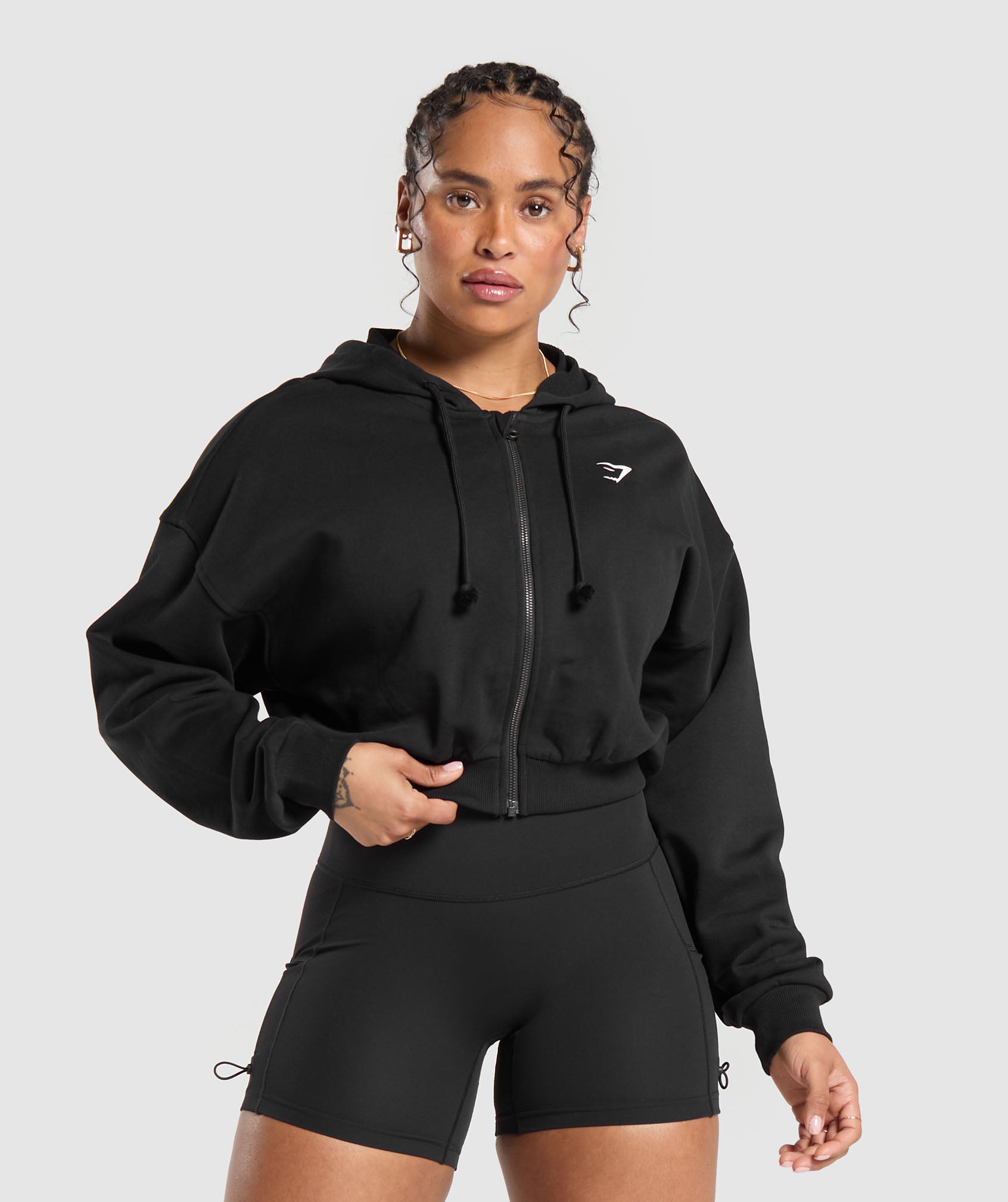 Power Midi Zip Hoodie in Black - view 2