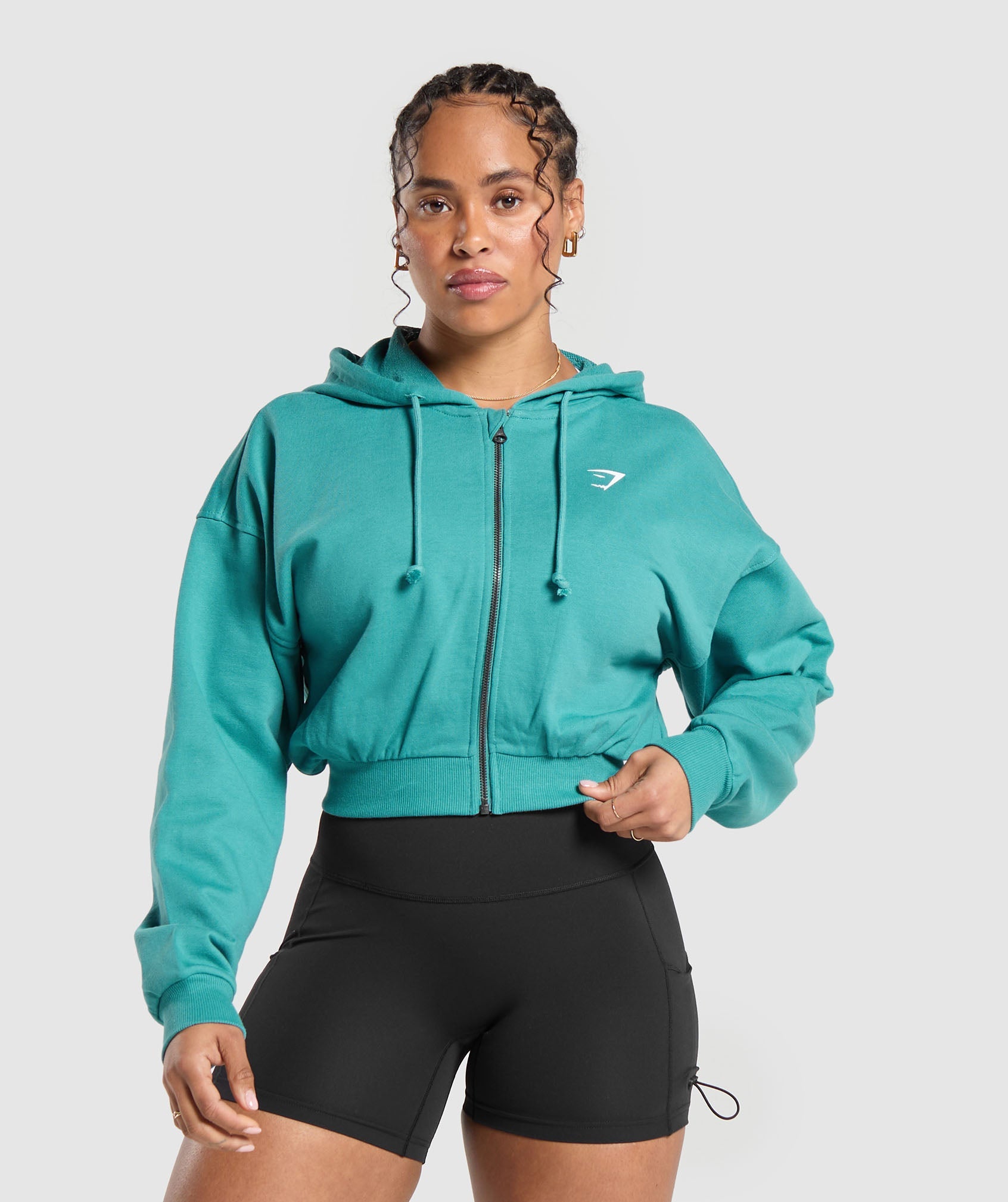 Power Midi Zip Hoodie in Bondi Teal - view 2