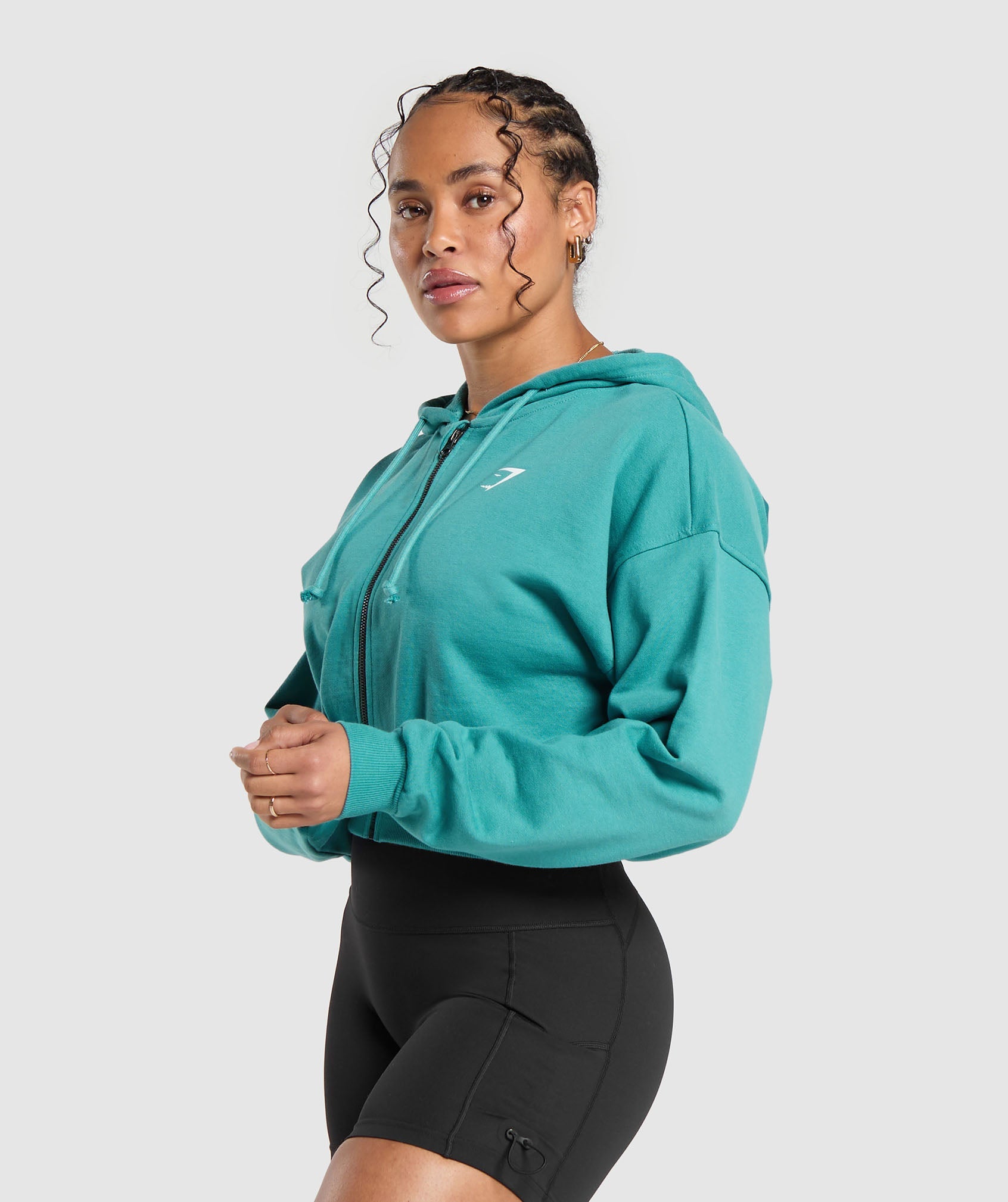 Power Midi Zip Hoodie in Bondi Teal - view 3