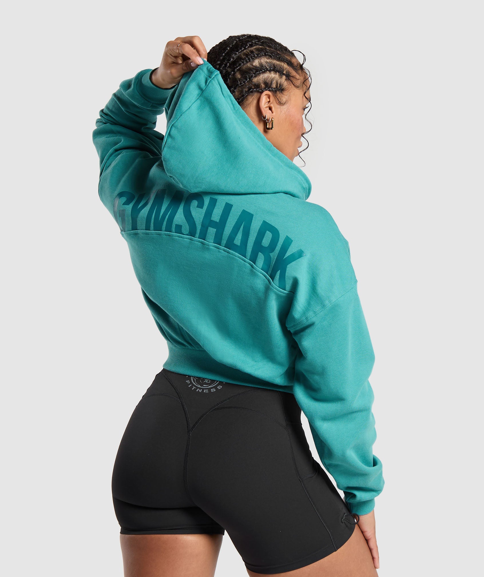 Power Midi Zip Hoodie in Bondi Teal - view 6